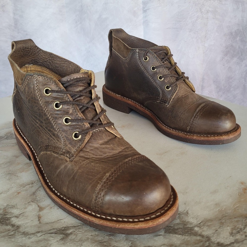 Levi Boots Mens Size 7 Brown Leather Chukka Cap Toe Lined Ankle Lace Up Workwear